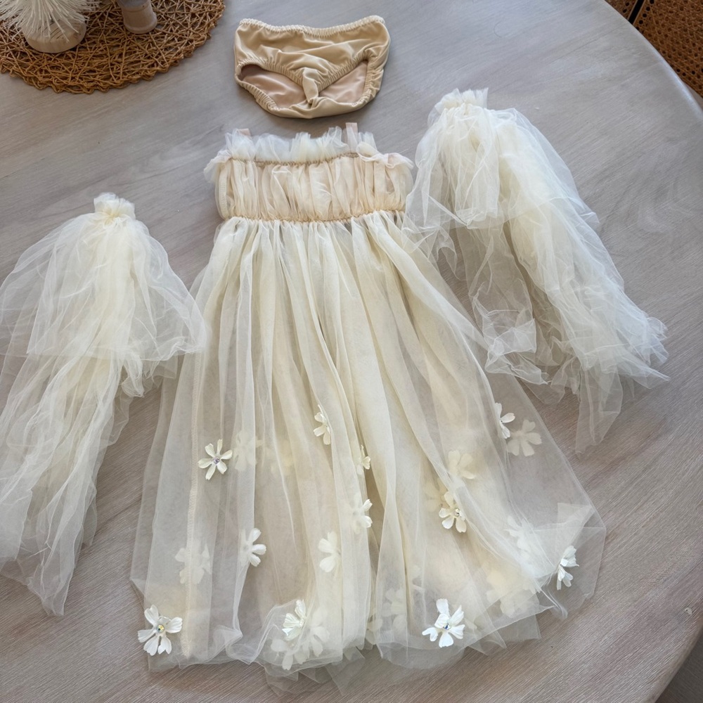 Custom Dance Lyrical White Flowy Floral Costume Size 6 - Picture 3 of 8